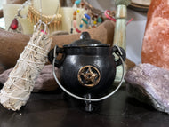 Gold Pentacle Cast-Iron Black Cauldron 4.5