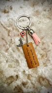 Grab Your Brooms Ladies Double Sided Wooden Bamboo Keychain