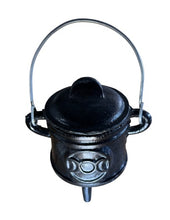 Load image into Gallery viewer, Triple Moon Cast-Iron Black Cauldron 4.5"H x 3"D LARGE
