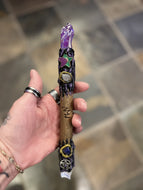 JUNIOR New Moon Wands Purple Aura Quartz With Citrine
