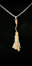 Load image into Gallery viewer, Third Eye Magik Witches Broom Necklaces (Aura Rainbow Kyanite)
