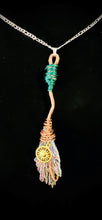 Load image into Gallery viewer, Third Eye Magik Witches Broom Necklaces (Aura Rainbow Kyanite)
