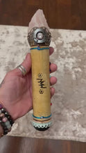 Load and play video in Gallery viewer, NEW MOON WAND Chakra Rose Quartz &amp; Onyx Large
